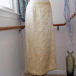 Vintage Cream & Gold Embroidered Midi Skirt Suit Set Plus Size 14/16 And 20